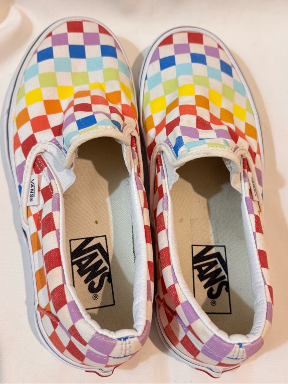 Vans Unisex 7 Men/8.5 Wmn Slip On Rainbow Checkerboard Skate Shoe EUC PRIDE - Picture 8 of 8